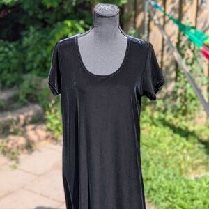 Vintage CASSINI Shimmery Black Poly Spandex Long Dress Size Large Soft Cozy